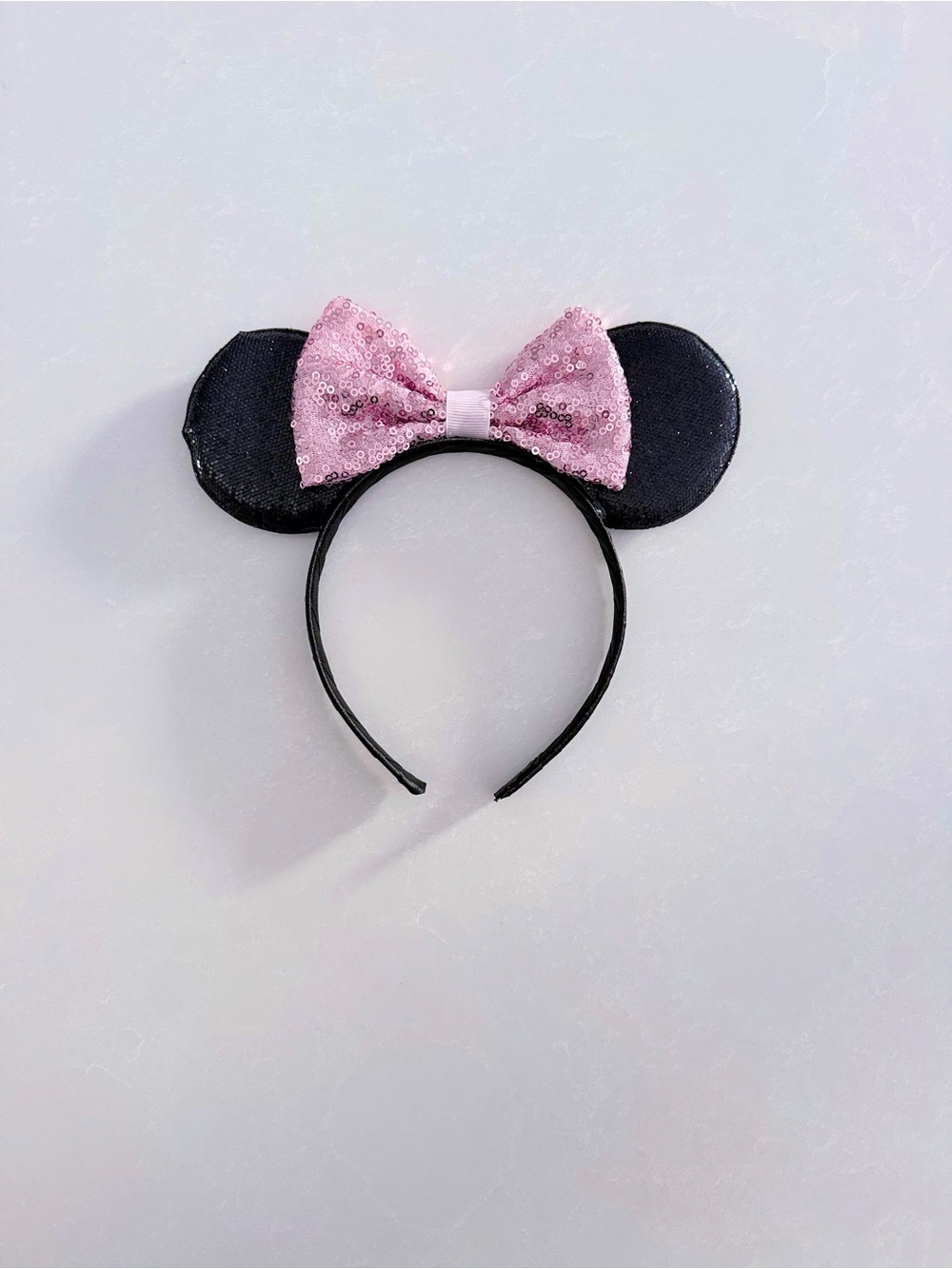 Disney Minnie Mouse Ears Headband w/ Pink Sequin Bow
